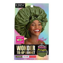 EBIN Wonder Wig Tie-Up Bonnet Olive Green - Extra Jumbo