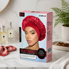 Jolie - Silk Bonnet Large Sleep Cap - Red