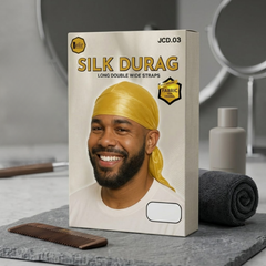 Jolie - Silk Durag Long Double Wide Straps - Yellow