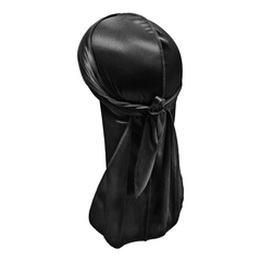 Jolie - Silk Durag Long Double Wide Straps - Black