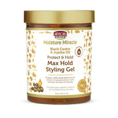 African Pride Moisture Miracle Black Castor & Jojoba Oil Max Hold Styling Gel 510g