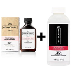 Wella Colorcharm Permanent Liquid Toner T27 Medium Beige Blonde 42ml + 20 Volume Developer 118ml Duo