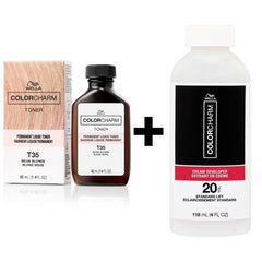 Wella Colorcharm Permanent Liquid Toner T35 Beige Blonde 42ml + 20 Volume Developer 118ml Duo