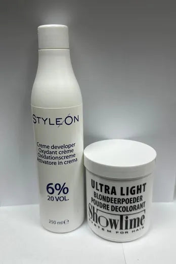 showtime Ultralight Blondeerpoeder (100gram) + Style on Oxidant Creme Peroxide 6% - (250ml)