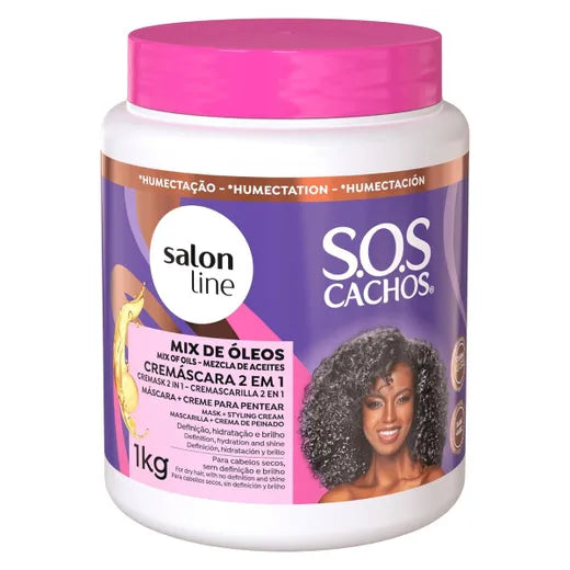 Salon Line S.O.S Cachos Oil Mix Nutritional 2-In-1 Cremask 1kg