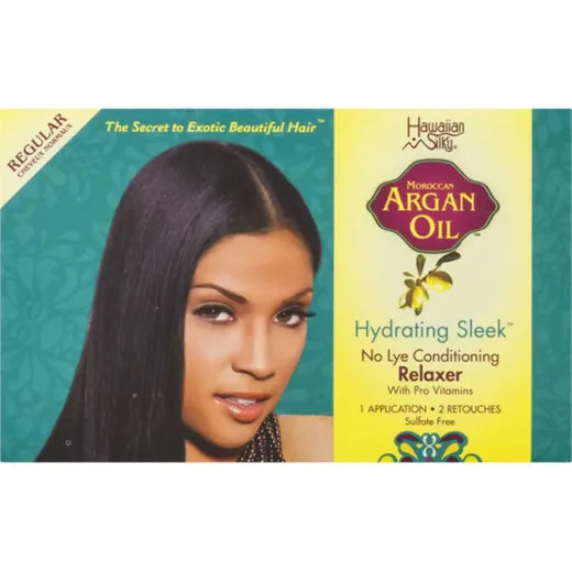Hawaiian Silky Argan Oil Hydrating Sleek No Lye Conditioning Relaxer Kit Regular