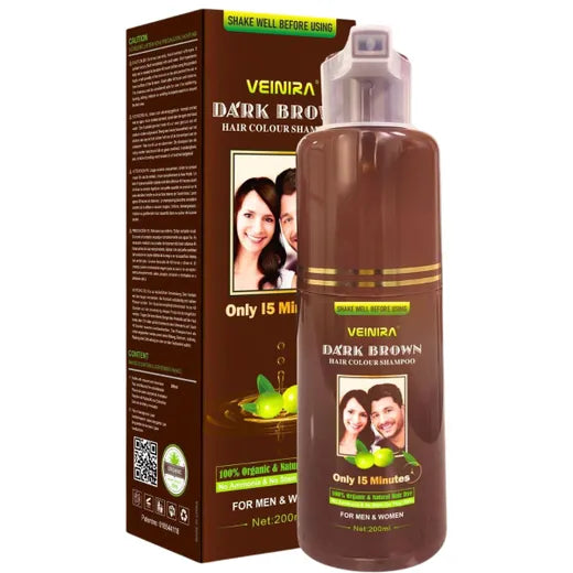 Veinira Natural Hair Colour Shampoo Dark Brown 200ml