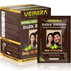 Veinira Natural Hair Colour Shampoo Dark Brown 10 All-in-One Sachets x 25ml