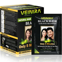 Veinira Natural Hair Colour Shampoo Black 10 All-in-One Sachets x 25ml