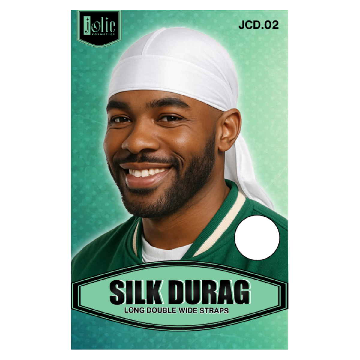 Jolie - Silk Durag Long Double Wide Straps - White