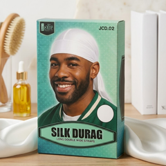 Jolie - Silk Durag Long Double Wide Straps - White