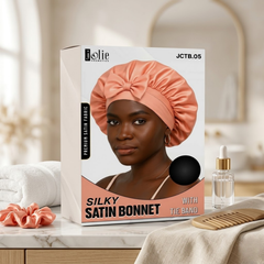 Jolie - Tie Band Silky Satin Bonnet - Peach