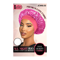 Jolie - Silk Bonnet Large Sleep Cap - Pink