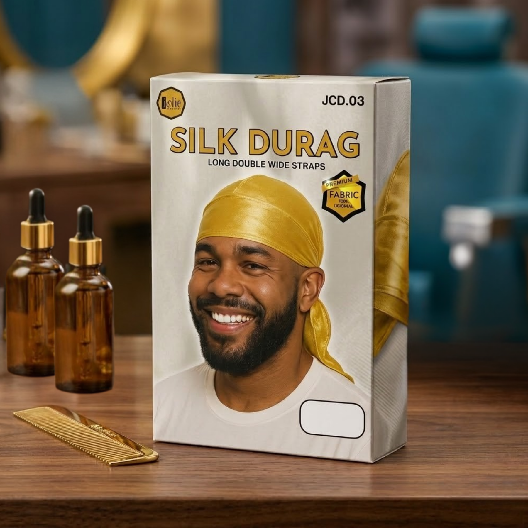 Jolie - Silk Durag Long Double Wide Straps - Yellow