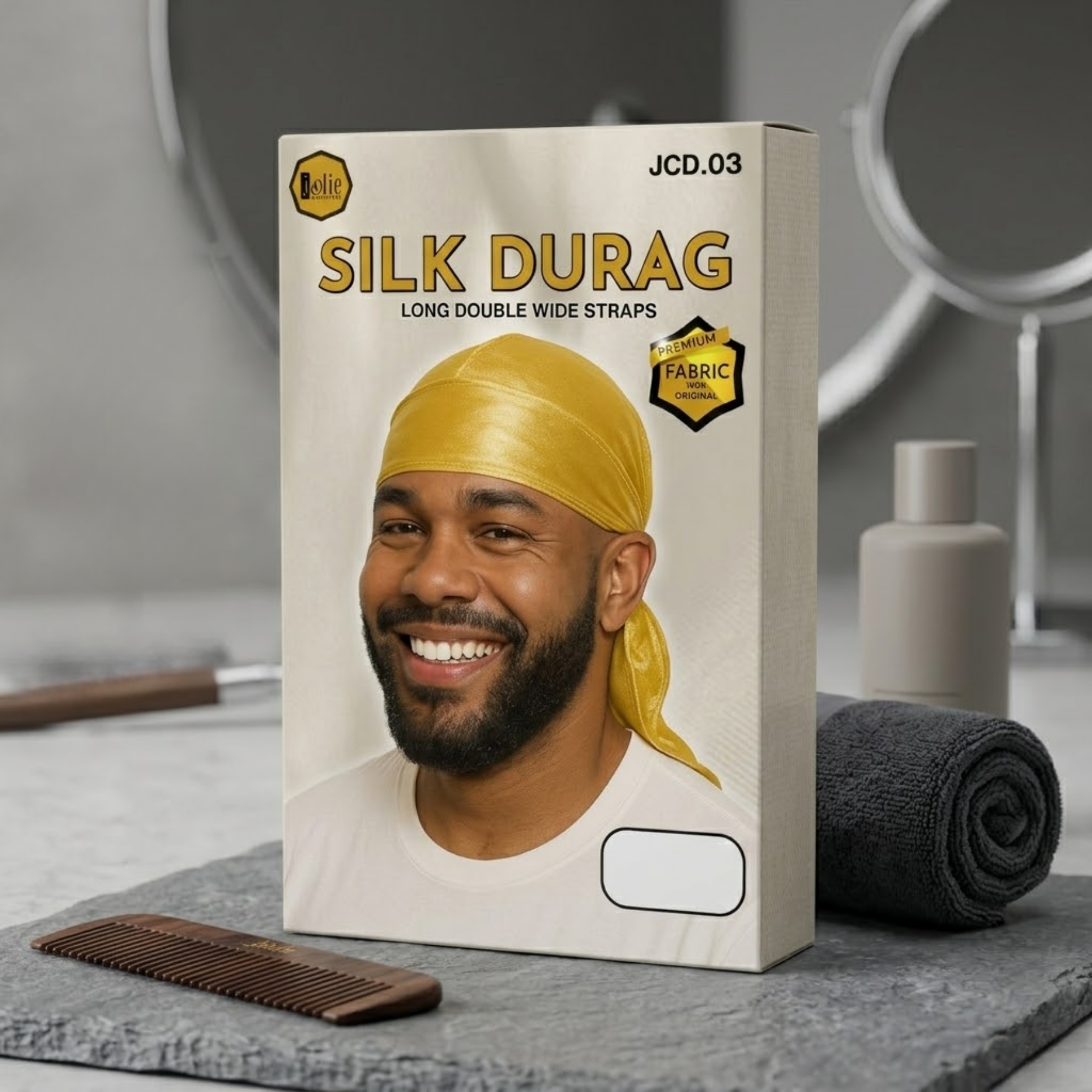 Jolie - Silk Durag Long Double Wide Straps - Yellow