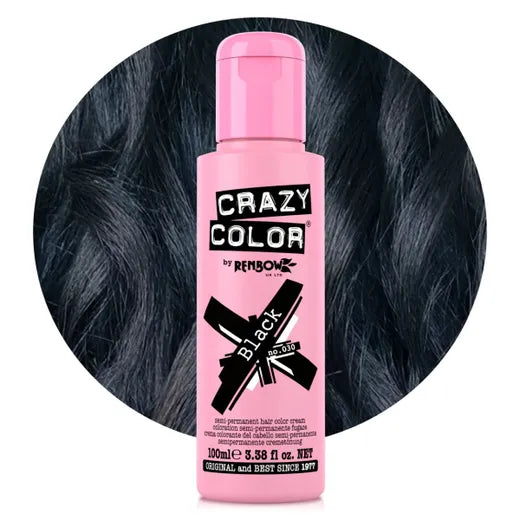 Crazy Color Semi-Permanent Hair Color 030 Black 100ml