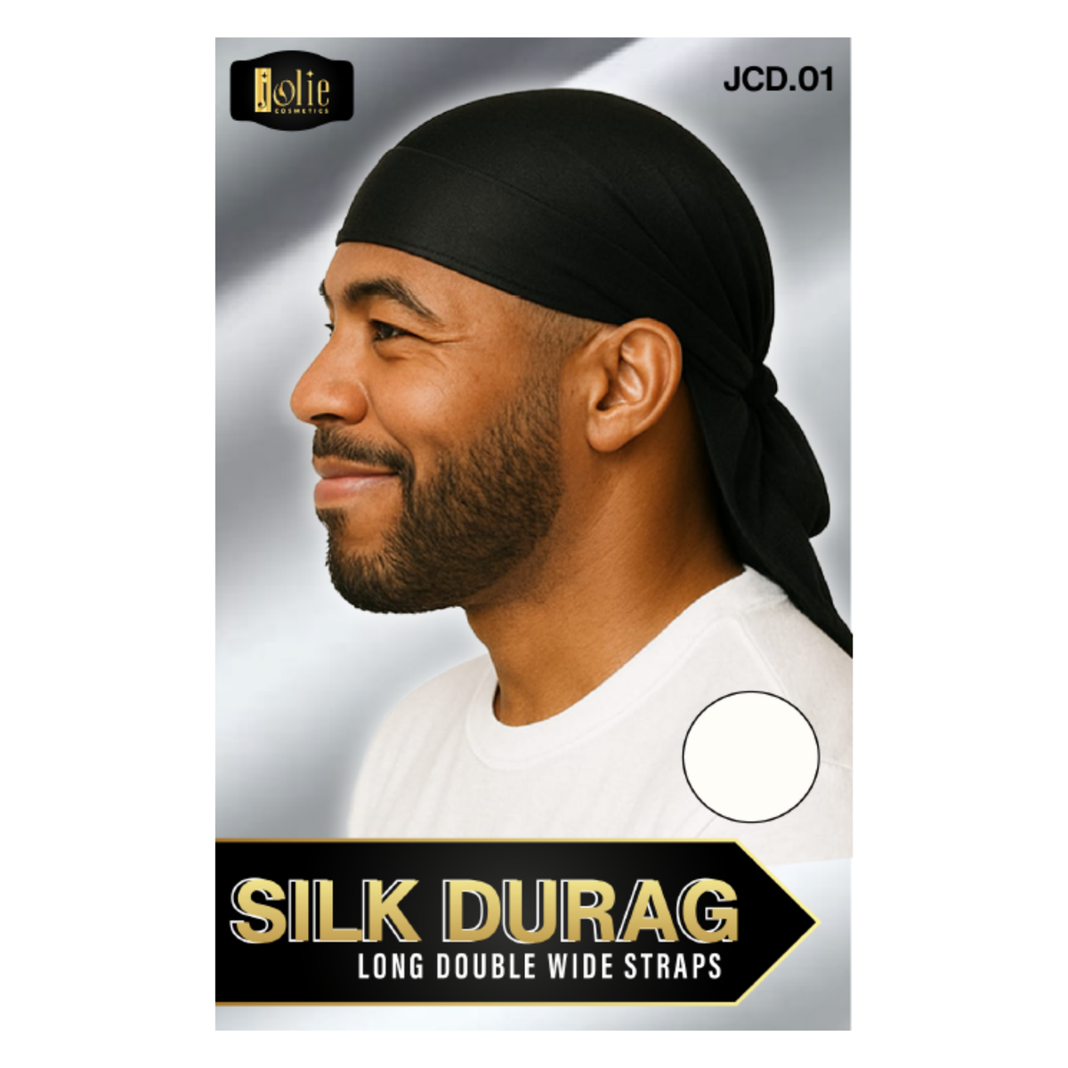 Jolie - Silk Durag Long Double Wide Straps - Black