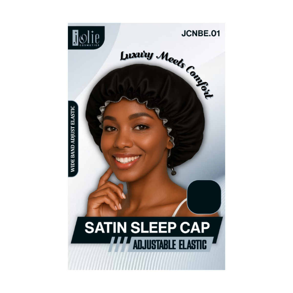 Jolie - Satin Sleep Cap - Black