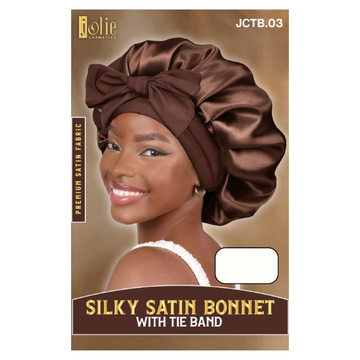 Jolie - Tie Band Silky Satin Bonnet - Brown