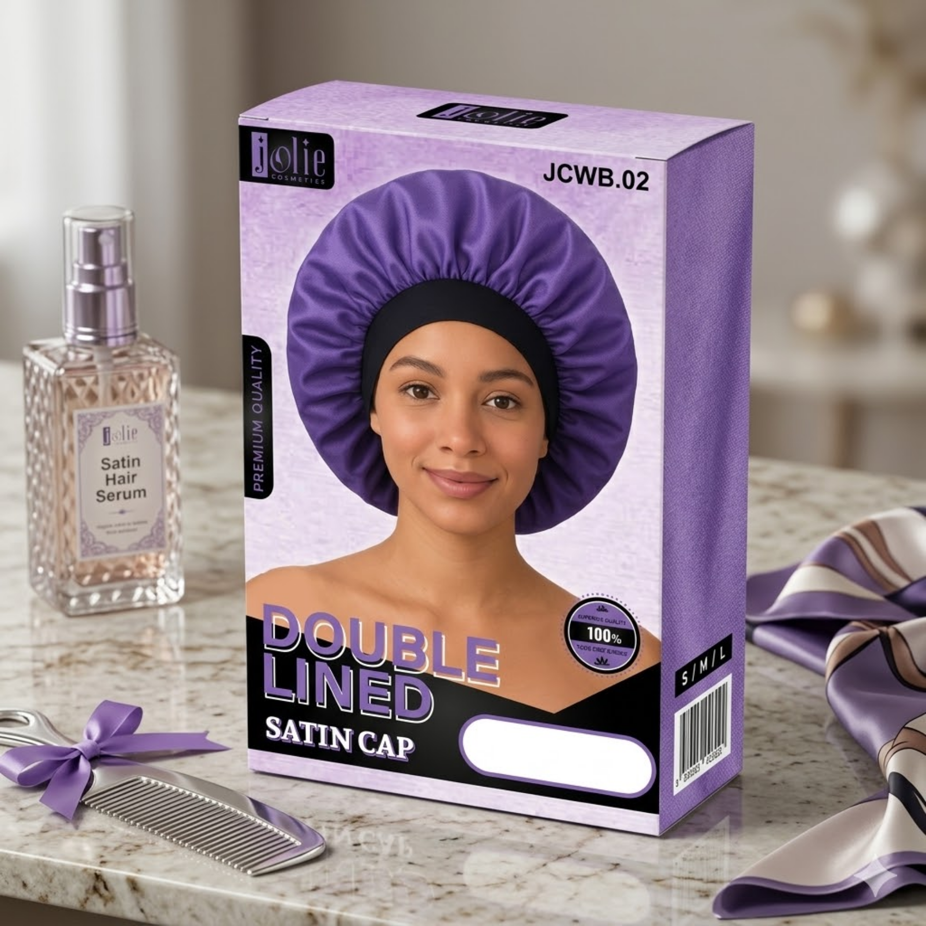 Jolie - Double Lined Satin Cap - Purple