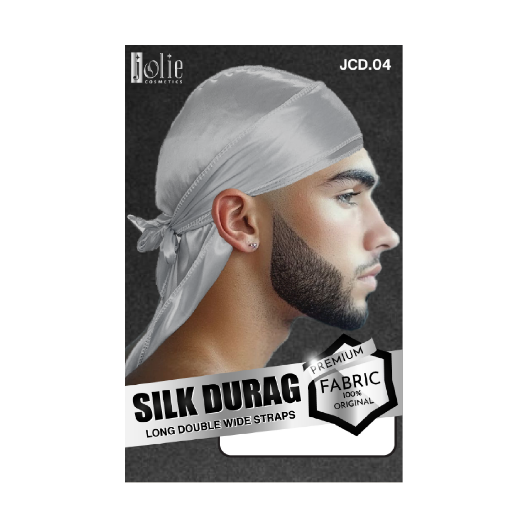 Jolie - Silk Durag Long Double Wide Straps - Grey
