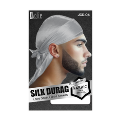 Jolie - Silk Durag Long Double Wide Straps - Grey