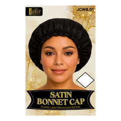 Jolie - Satin Bonnet Cap - Black