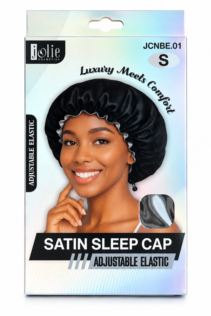 Satin sleep cap adjustable elastic