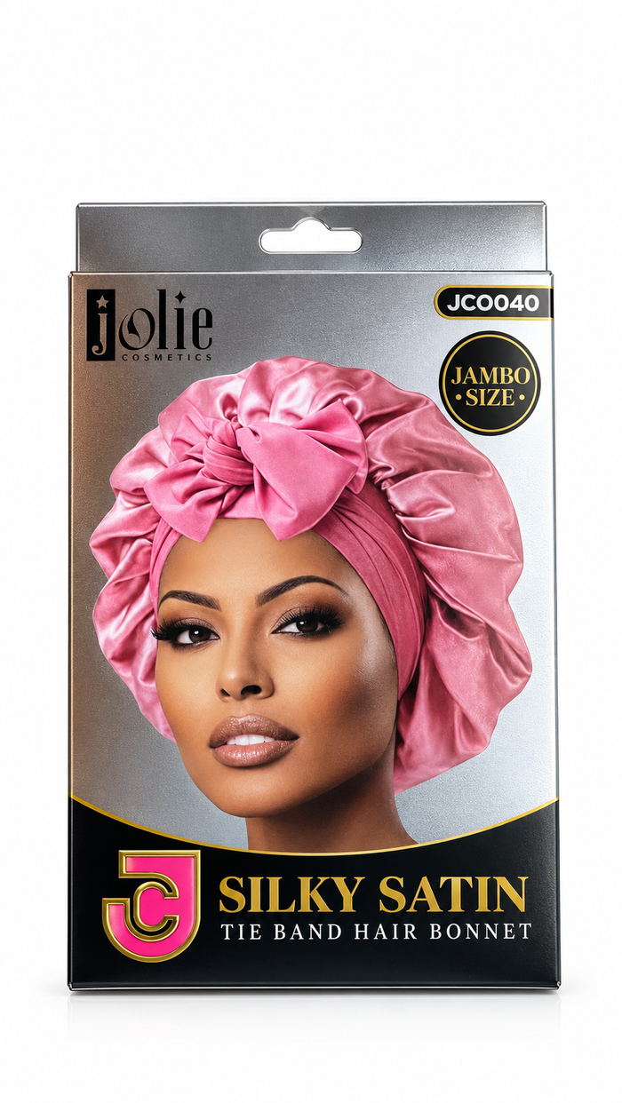 Silky satin tie band hair bonnet
