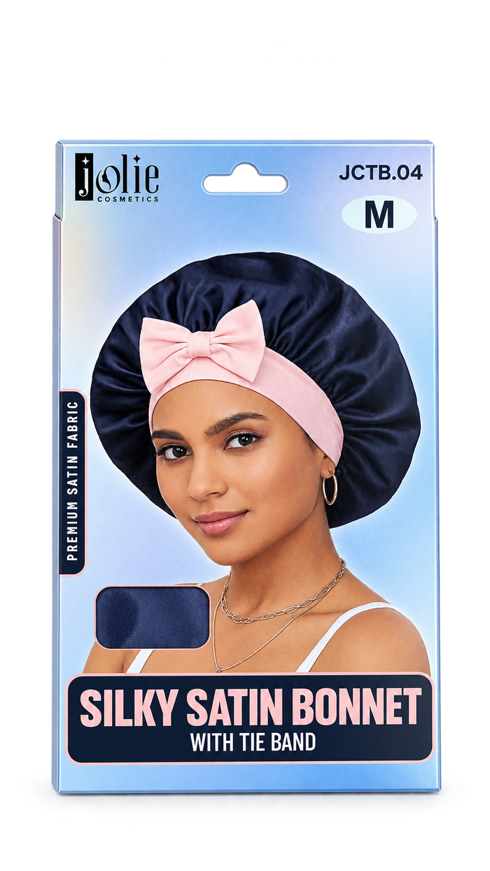 Silky satin bonnet with the band