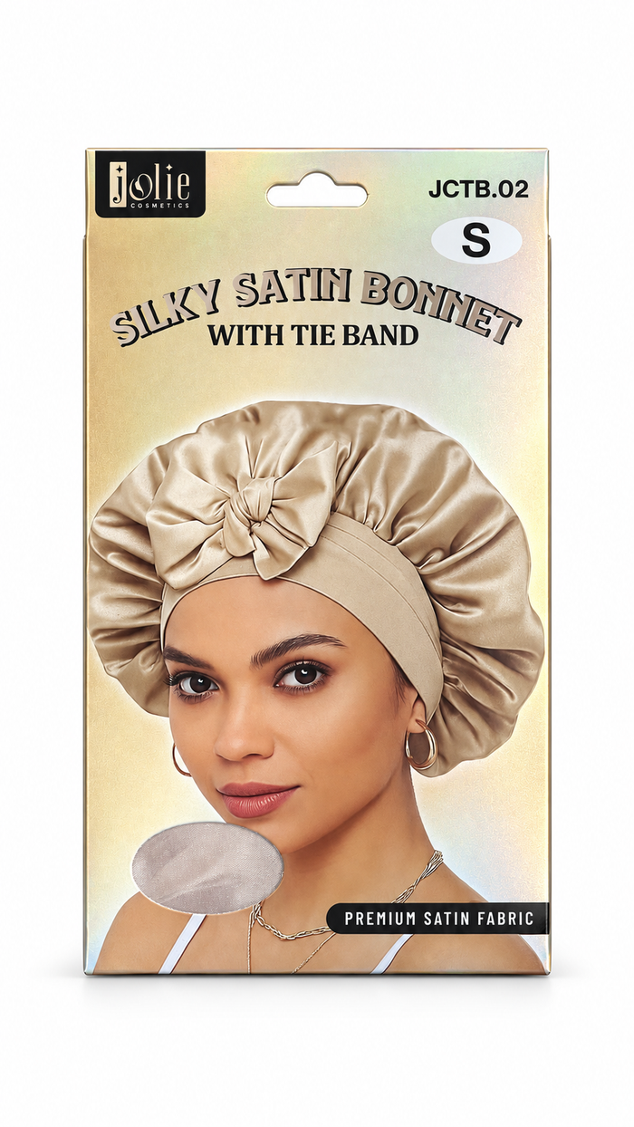 Silky satin bonnet with the band