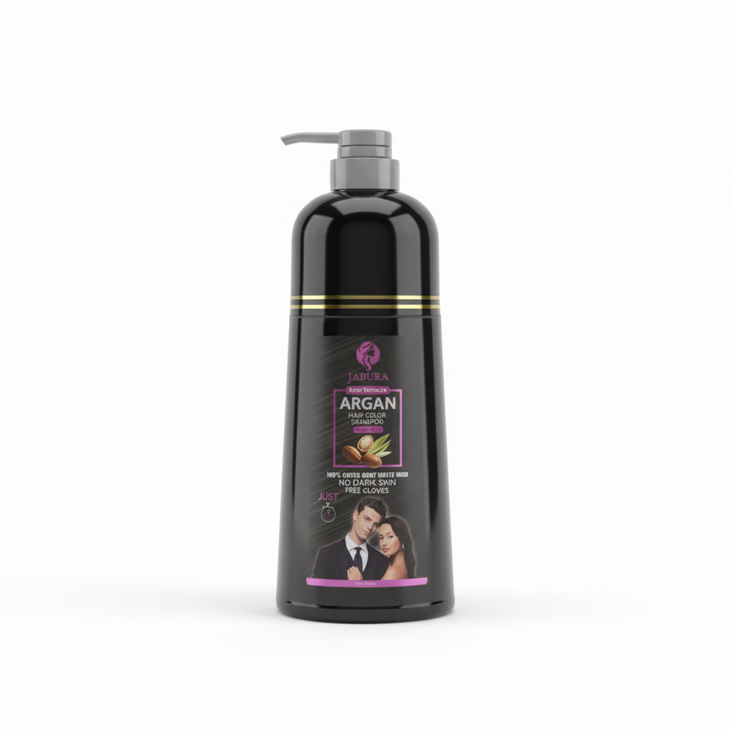 Jabura - Argan Oil - Hair Color Shampoo - Natural Black - Bottle 420ml