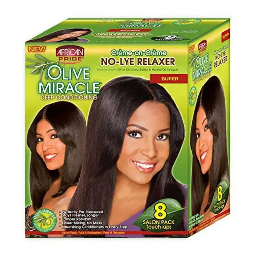 African Pride Olive Miracle Deep Conditioning No-Lye Relaxer System Super