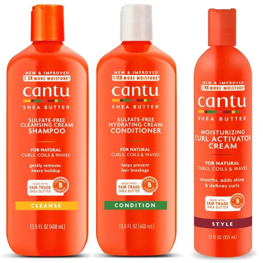 Cantu Shea Butter Sulfate-Free Curl Shampoo, Conditioner & Activator Trio