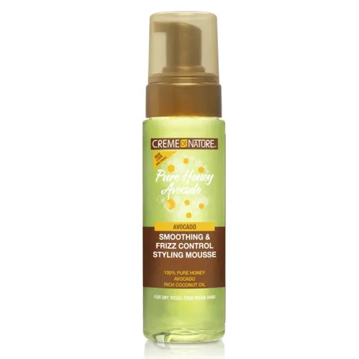 Creme of Nature Pure Honey Avocado Hair Food Smoothing & Frizz Control Styling Mousse 7oz
