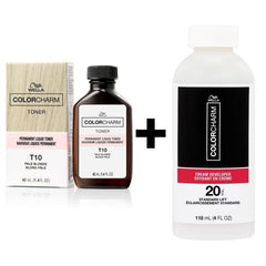 Wella Colorcharm Permanent Liquid Toner T10 Pale Blonde 42ml + 20 Volume Developer 118ml Duo