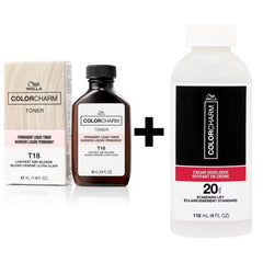 Wella Colorcharm Permanent Liquid Toner T15 Pale Beige Blonde 42ml + 20 Volume Developer 118ml Duo